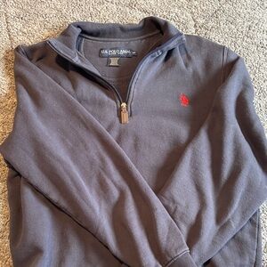 U.S. Polo Assn. Men's Charcoal Quarter-Zip with Red Logo